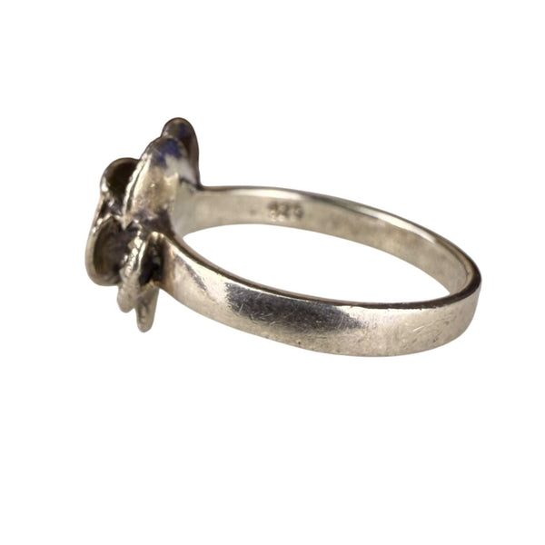 Vintage Sterling Silver Rose Ring With Marcasite Detailing Floral Design Sz 5.5