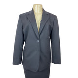 Lafayette 148 Black 2 Pcs Business Suit Set Blazer Sz 8 & Skirt Wool Blend Sz 10