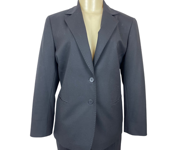 Lafayette 148 Black 2 Pcs Business Suit Set Blazer Sz 8 & Skirt Wool Blend Sz 10