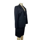 Lafayette 148 Black 2 Pcs Business Suit Set Blazer Sz 8 & Skirt Wool Blend Sz 10
