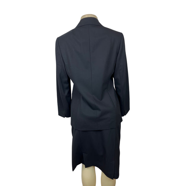 Lafayette 148 Black 2 Pcs Business Suit Set Blazer Sz 8 & Skirt Wool Blend Sz 10