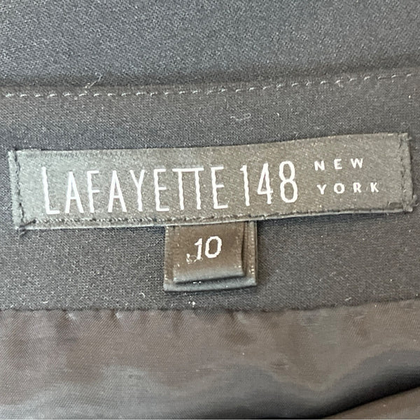 Lafayette 148 Black 2 Pcs Business Suit Set Blazer Sz 8 & Skirt Wool Blend Sz 10