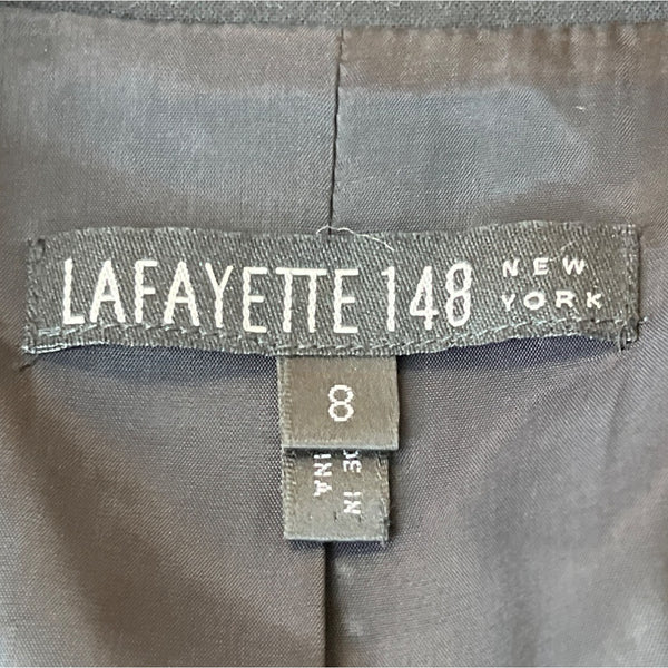 Lafayette 148 Black 2 Pcs Business Suit Set Blazer Sz 8 & Skirt Wool Blend Sz 10