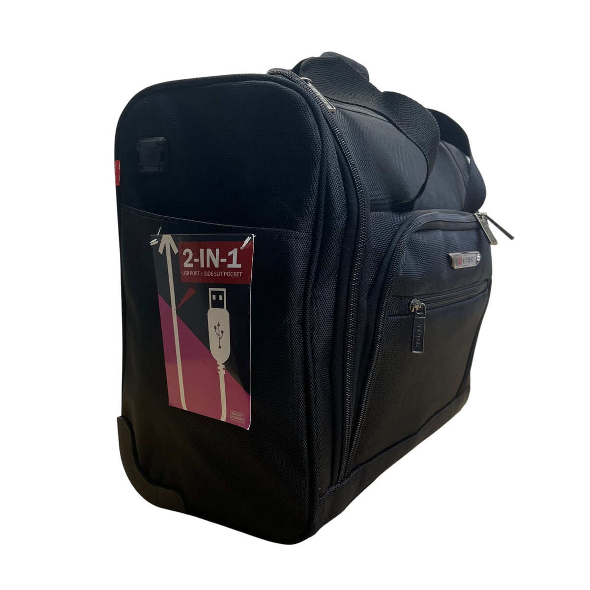 Travelers TPRC Black 2-In-1 Rolling Carry-On Bag With USB Port