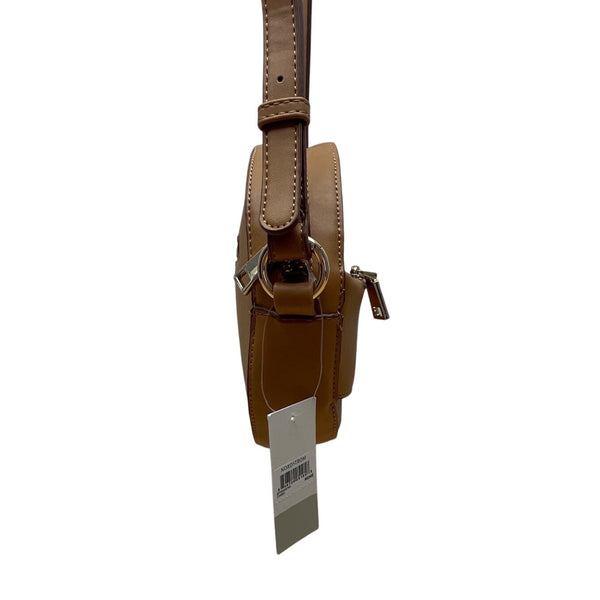 BP Women’s Camel Brown Adjustable Strap Zipper Pockets Round Crossbody Bag Sz M