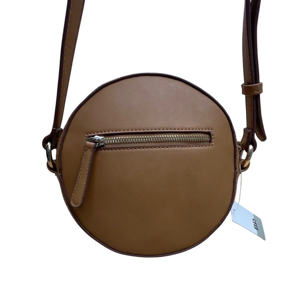 BP Women’s Camel Brown Adjustable Strap Zipper Pockets Round Crossbody Bag Sz M