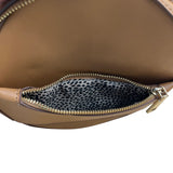 BP Women’s Camel Brown Adjustable Strap Zipper Pockets Round Crossbody Bag Sz M