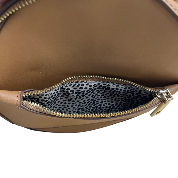 BP Women’s Camel Brown Adjustable Strap Zipper Pockets Round Crossbody Bag Sz M