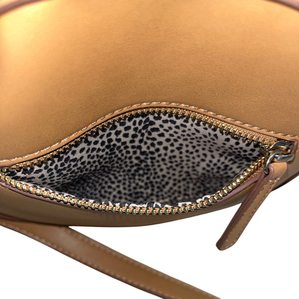 BP Women’s Camel Brown Adjustable Strap Zipper Pockets Round Crossbody Bag Sz M