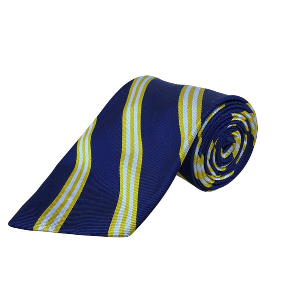 Vintage Brooks Brothers Blue Yellow Silk Striped Tie Hand Classic Design