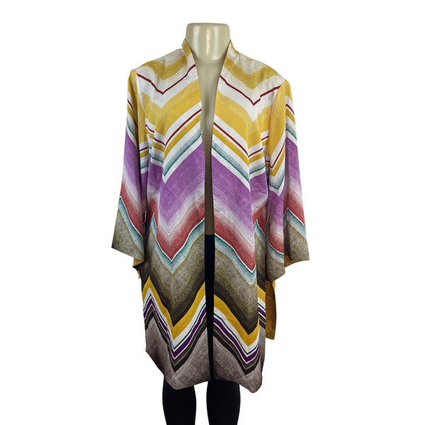 Chicos Womens Multicolor Chevron Kimono Jacket Open Front Size 2