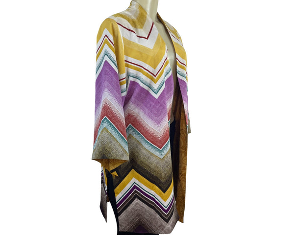 Chicos Womens Multicolor Chevron Kimono Jacket Open Front Size 2