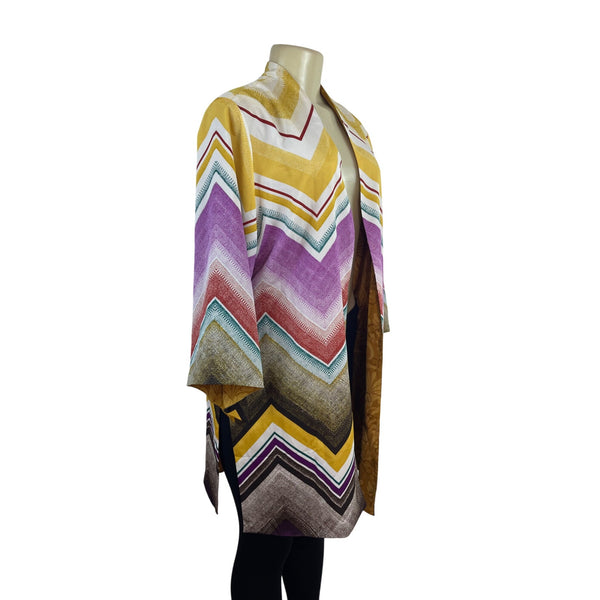 Chicos Womens Multicolor Chevron Kimono Jacket Open Front Size 2
