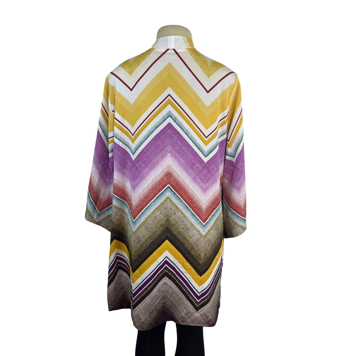 Chicos Womens Multicolor Chevron Kimono Jacket Open Front Size 2