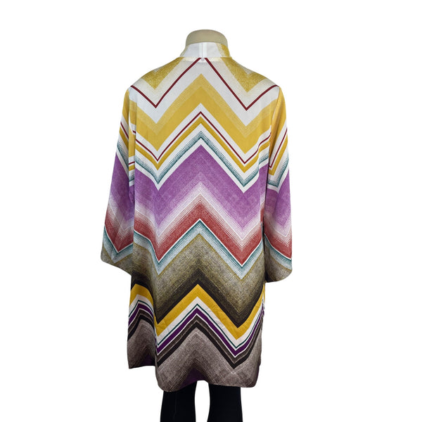 Chicos Womens Multicolor Chevron Kimono Jacket Open Front Size 2