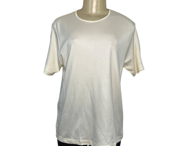 Womens Croft & Barrow Cream Short Sleeve Cotton T-Shirt Size L - New