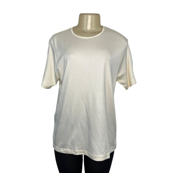 Womens Croft & Barrow Cream Short Sleeve Cotton T-Shirt Size L - New