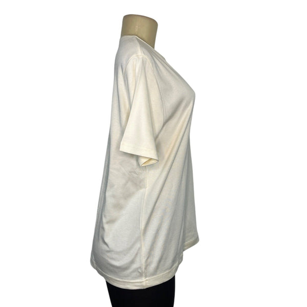 Womens Croft & Barrow Cream Short Sleeve Cotton T-Shirt Size L - New