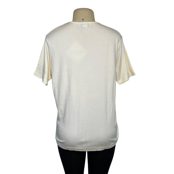 Womens Croft & Barrow Cream Short Sleeve Cotton T-Shirt Size L - New