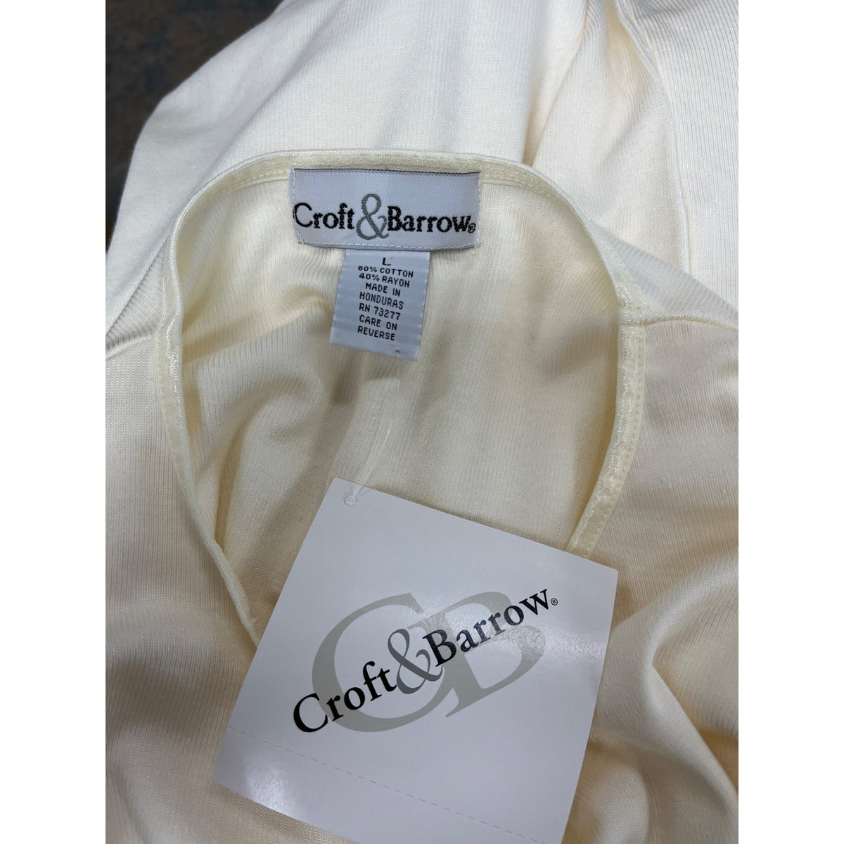 Womens Croft & Barrow Cream Short Sleeve Cotton T-Shirt Size L - New