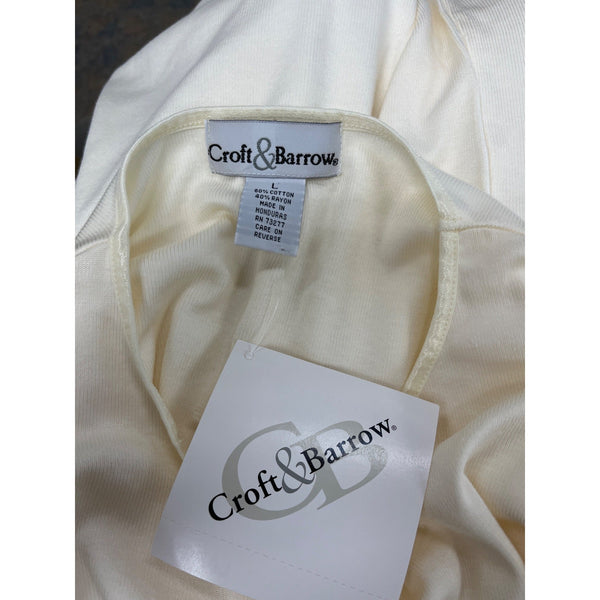 Womens Croft & Barrow Cream Short Sleeve Cotton T-Shirt Size L - New