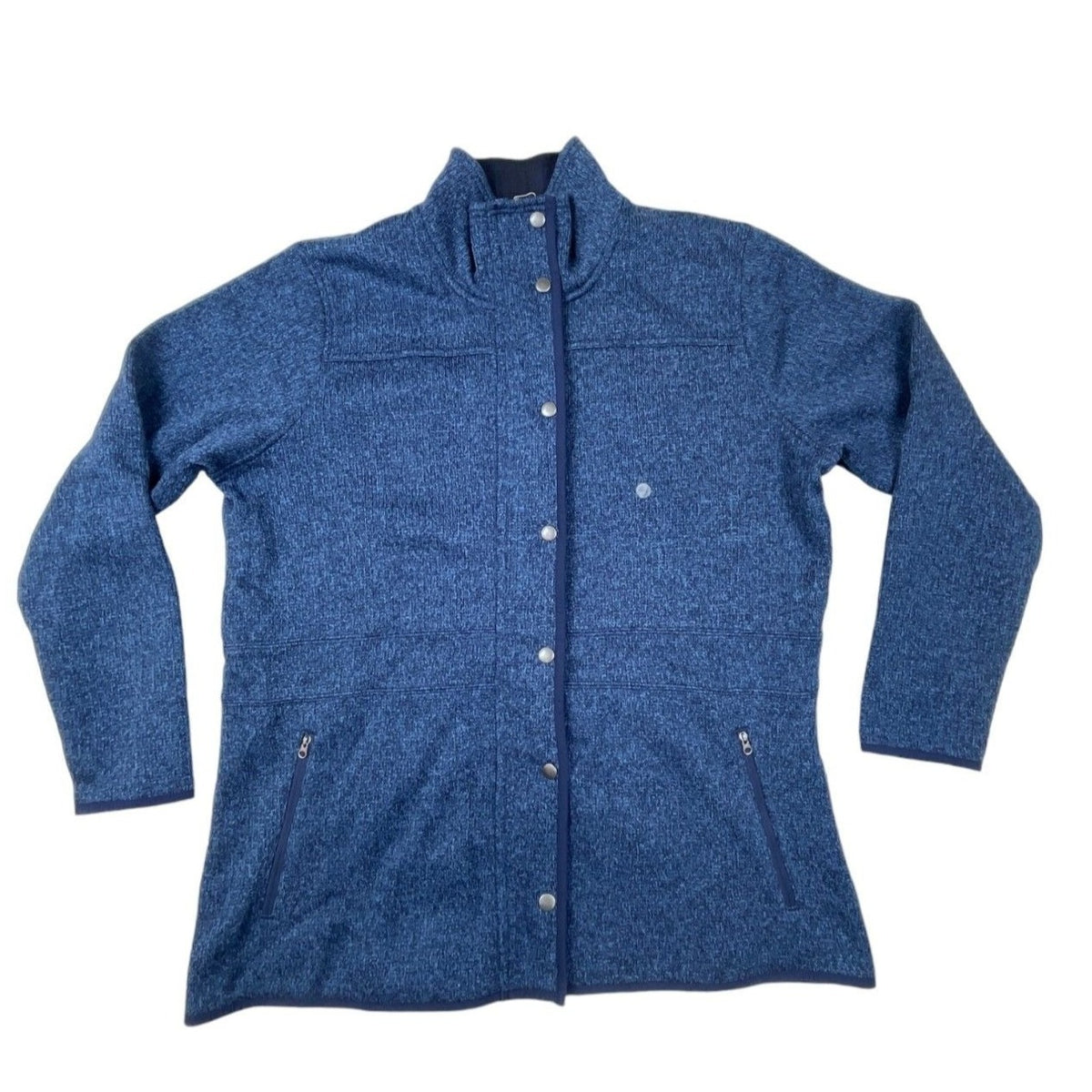 Eddie Bauer Womens Blue Full-Zip Jacket With Stand Collar & Snap Closure New