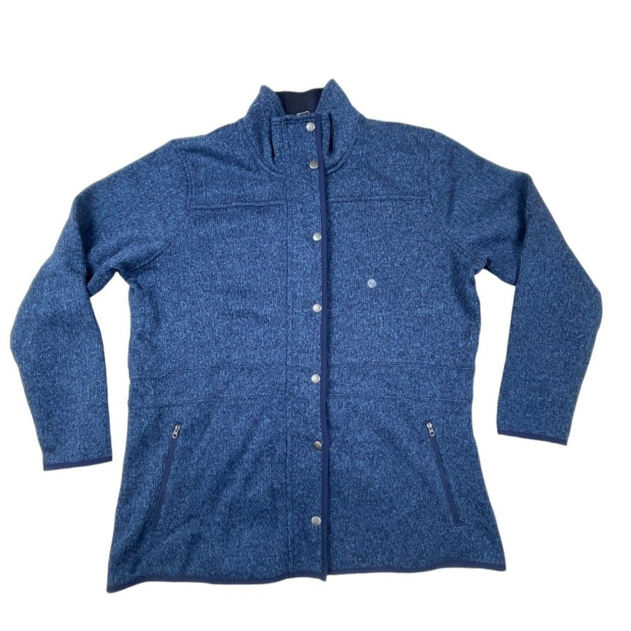 Eddie Bauer Womens Blue Full-Zip Jacket With Stand Collar & Snap Closure New