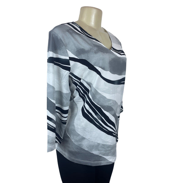 Chico’s Women's Black White Grey Abstract Blouse Sz 2 (EUR 32) - NWT