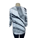 Chico’s Women's Black White Grey Abstract Blouse Sz 2 (EUR 32) - NWT