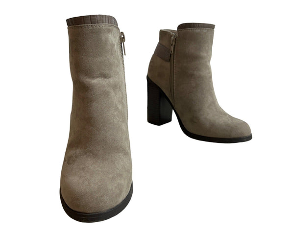 Shoedazzle Women's Grey Octavia Heeled Booties Sz 6