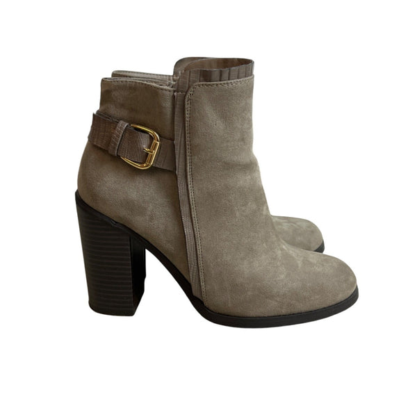 Shoedazzle Women's Grey Octavia Heeled Booties Sz 6