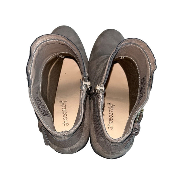 Shoedazzle Women's Grey Octavia Heeled Booties Sz 6