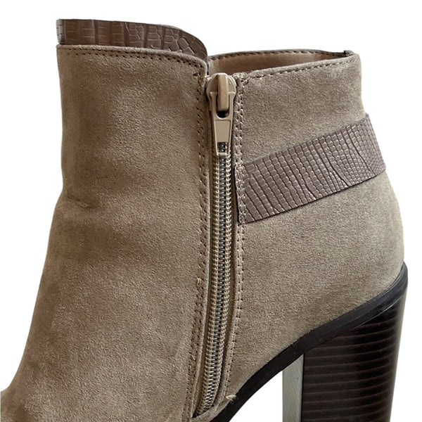 Shoedazzle Women's Grey Octavia Heeled Booties Sz 6