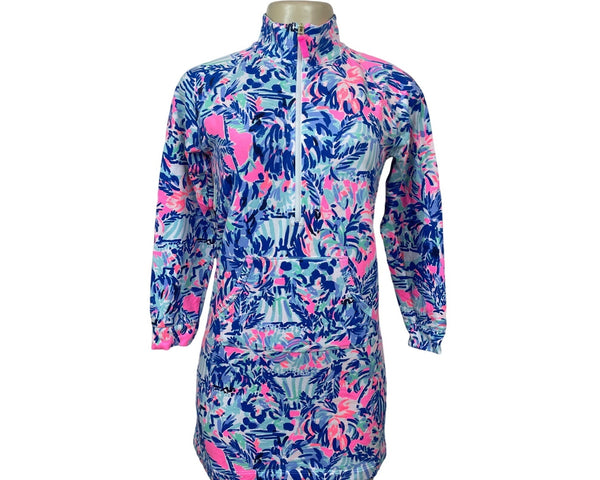 Lilly Pulitzer Floral Quarter-Zip Pullover Girls Youth Dress XlL12-14