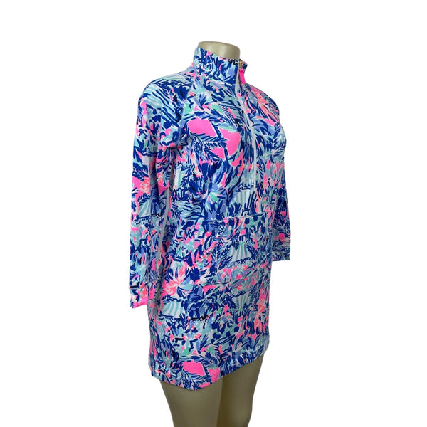 Lilly Pulitzer Floral Quarter-Zip Pullover Girls Youth Dress XlL12-14