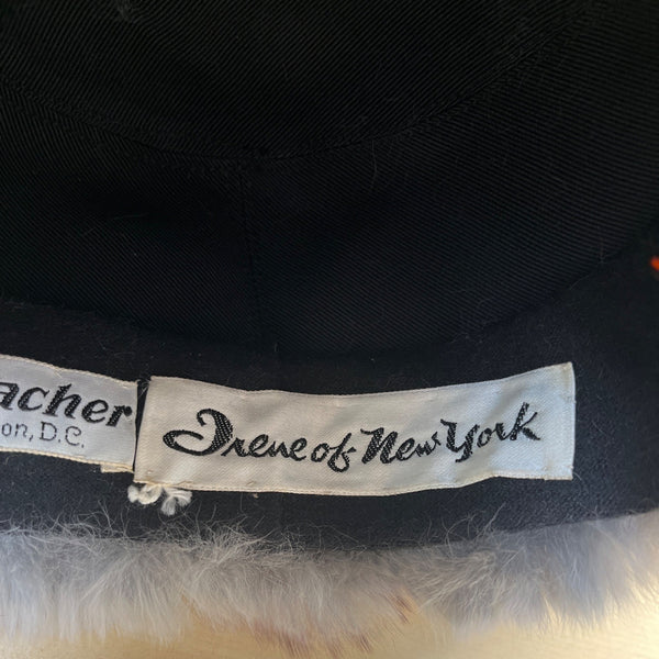 Vintage Erlebacher Irene Of New York Mink Fur Hat With Pom Accent