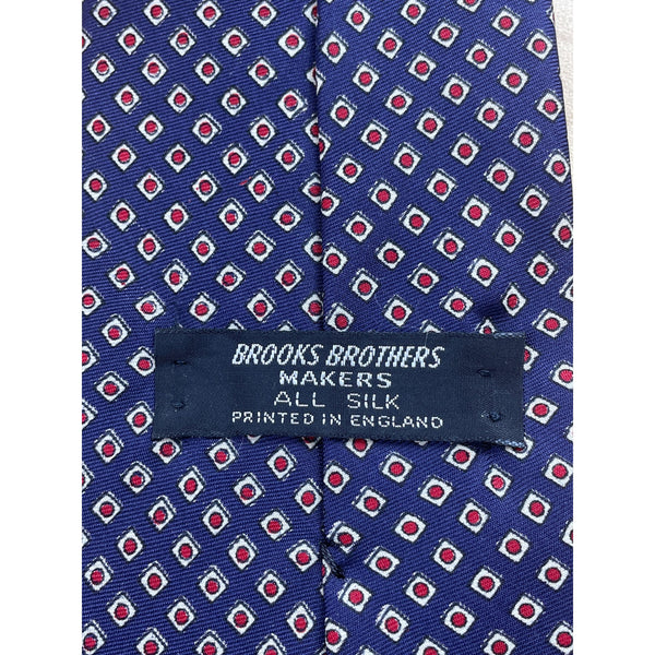 Vintage Brooks Brothers Blue All Silk Geometric Diamond Pattern Tie