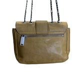 Hype Women’s Tan Leather With Chain Strap & Silver Flap Closure Shoulder Bag