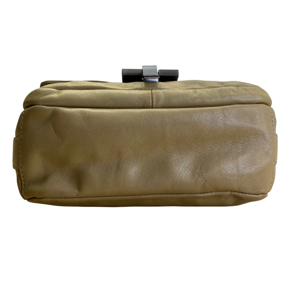 Hype Women’s Tan Leather With Chain Strap & Silver Flap Closure Shoulder Bag