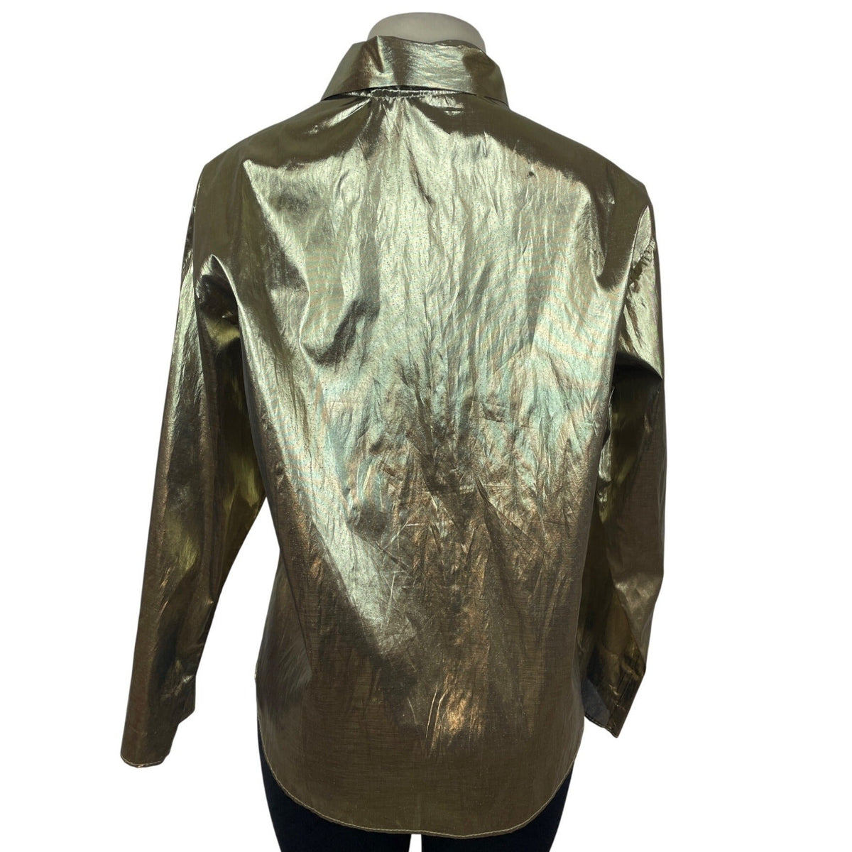 Gold Metallic Button-Up Shirt By Blair