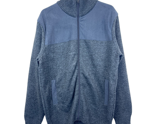 Izod Mens Dark Gray Full Zip Lined Sweater Size XL Ribbed Collar Natural Stretch