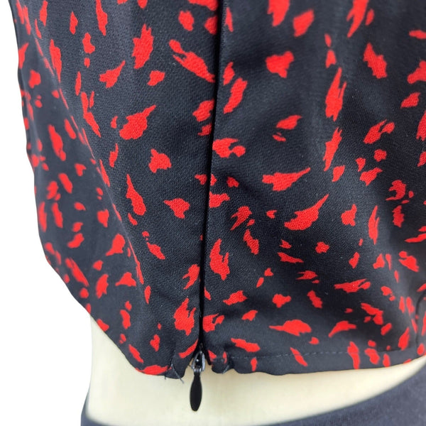 Dynamite Black & Red Long Sleeve Cropped Blouse With Square Neckline Size XS