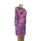 Lilly Pulitzer Multicolor Paisley Print 3/4 Sleeve Shift Dress Womens Size S