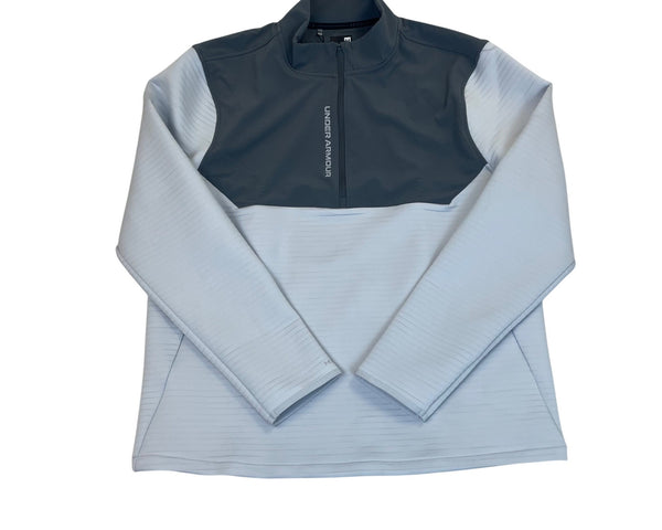 Under Armour Mens Grey/White Zip Pullover Long-Sleeve Golf Top XL