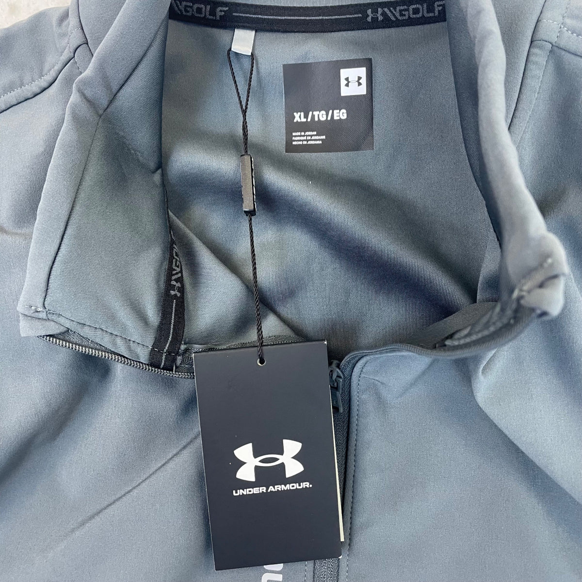 Under Armour Mens Grey/White Zip Pullover Long-Sleeve Golf Top XL