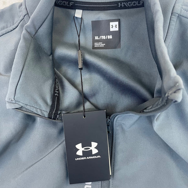 Under Armour Mens Grey/White Zip Pullover Long-Sleeve Golf Top XL