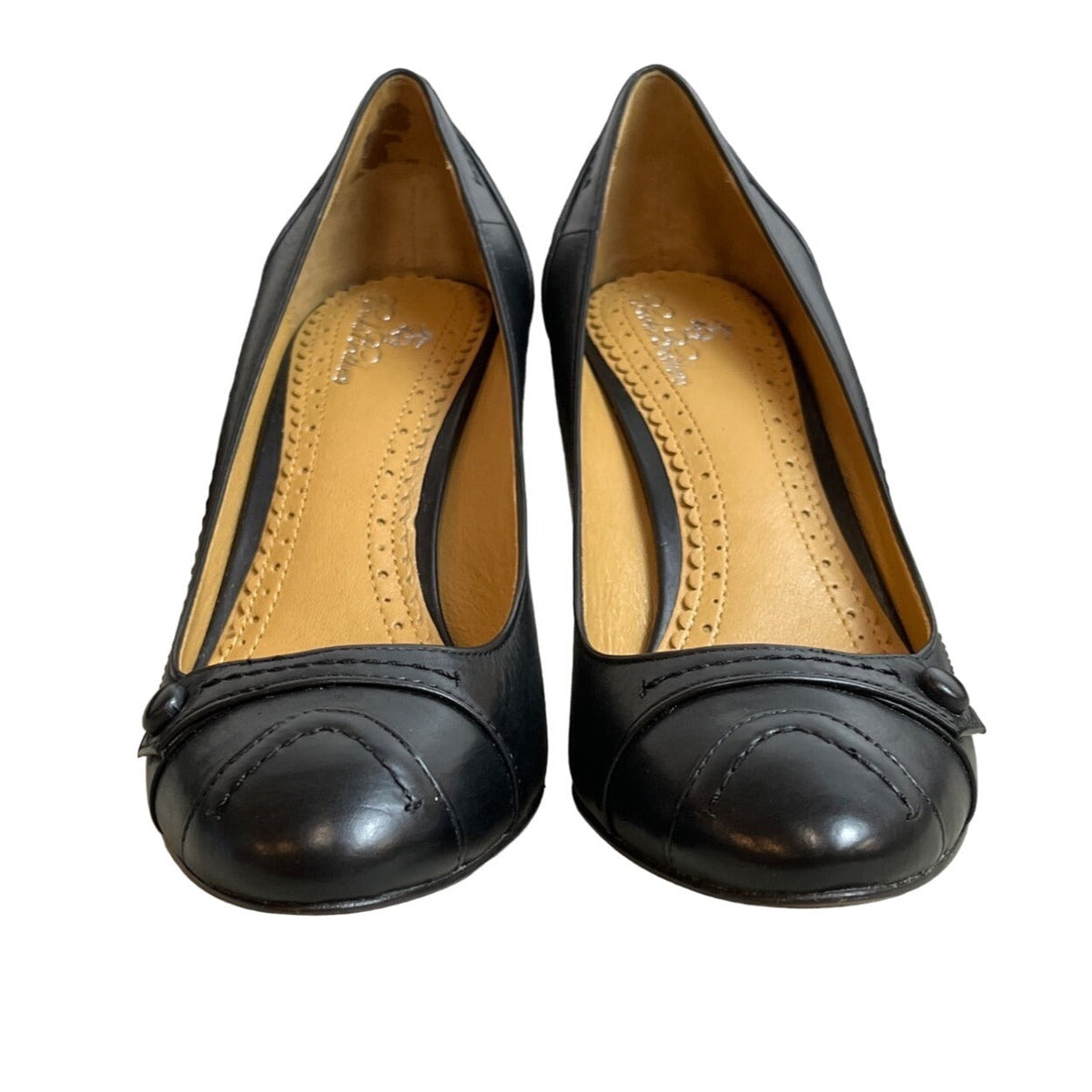Brooks Brothers Women's Black Leather Cap Toe Heels Sz 6.5