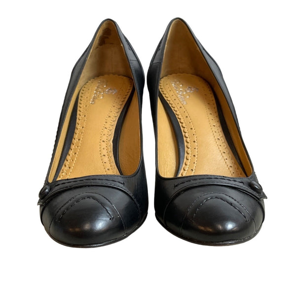 Brooks Brothers Women's Black Leather Cap Toe Heels Sz 6.5