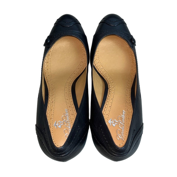 Brooks Brothers Women's Black Leather Cap Toe Heels Sz 6.5