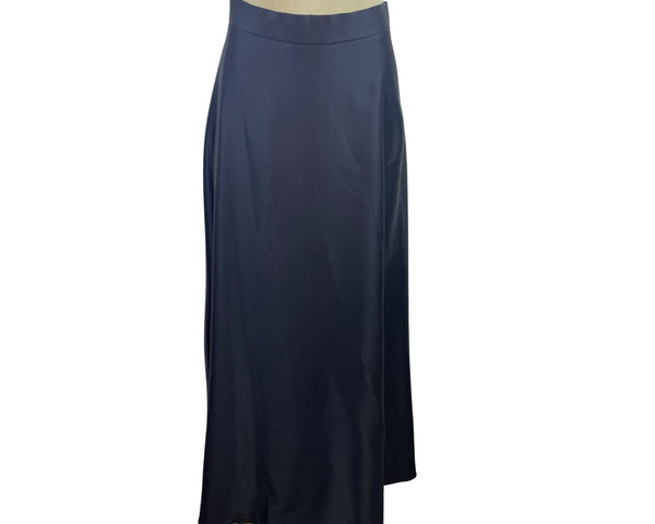 Womens Black Satin Maxi Skirt With Back Zipper & Hook Closure Sz 9-10